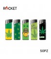 ACCENDINO ELETTRONICO ROCKET CANNABIS  CONF. 50 PZ ASSORTITI CON 5 FANTASIE