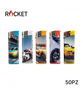 ACCENDINO ELETTRONICO ROCKET AUTO E MOTO  CONF. 50 PZ ASSORTITI CON 5 FANTASIE