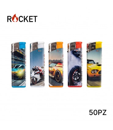 ACCENDINO ELETTRONICO ROCKET AUTO E MOTO  CONF. 50 PZ ASSORTITI CON 5 FANTASIE