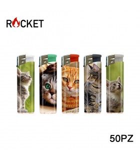 ACCENDINO ELETTRONICO ROCKET GATTI  CONF. 50 PZ ASSORTITI CON 5 FANTASIE