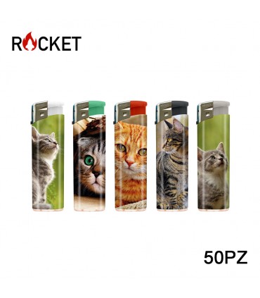 ACCENDINO ELETTRONICO ROCKET GATTI  CONF. 50 PZ ASSORTITI CON 5 FANTASIE