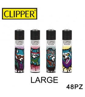 Accendino Clipper large RACOONS  conf. 48 pz. assortite con 4 fantasie