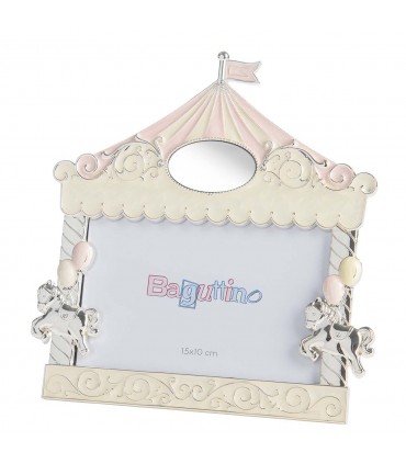 CORNICE PORTAFOTO BAGUTTA CIRCO CON CAVALLINI 10x15 ROSA  B4240R