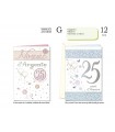 biglietto CROMO ANNIVERSARIO 25 ANNI CON RILIEVO E INTERNO A COLORI CONF. 12 PZ. ASSORTITI