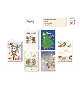 CHIUDIPACCO di NATALE CROMO MISURA 5X7 CM CON LAVORAZIONI IN ORO in EXPO IN CARTONE RICICLATO DA 90 PZ. ASSortitI
