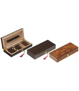 PICCOLO HUMIDOR LUBINSKI BASSO PER TOSCANI E ANTICHI IN EBANO  CON CHIAVE Q1852