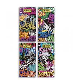 Cartina Clipper LUNGA PREMIUM GRAFFITI GLOW + FILTRI IN CARTA conf.12 libretti da 32 cartine + 32 filtri CON 4 GRAFICHE
