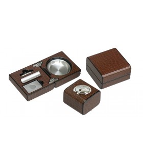 posacenere chiudibile LUBINSKI arrot. c/accessori IN COCCODRILLO