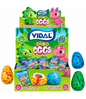 VIDAL HUEVOS DINO EGGS BUBBLE GUM CONFETTATO E RIPIENO GUSTO FRUTTA CONF. 200PZ