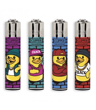 Accendino Clipper LARGE CUACK STYLE conf. 48 pz. assortito con 4 grafiche