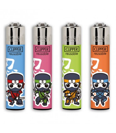 Accendino Clipper LARGE SHINOBIS  conf. 48 pz. assortito con 4 grafiche