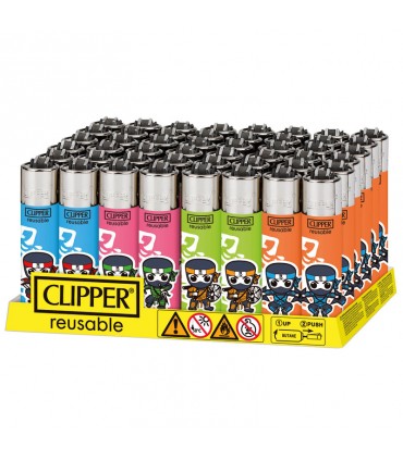 Accendino Clipper LARGE SHINOBIS  conf. 48 pz. assortito con 4 grafiche