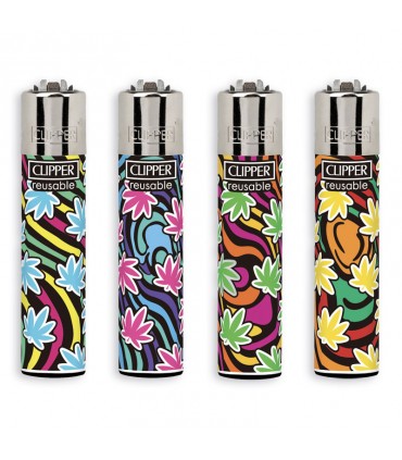 Accendino Clipper LARGE FLOW GRASS conf. 48 pz. assortito con 4 grafiche