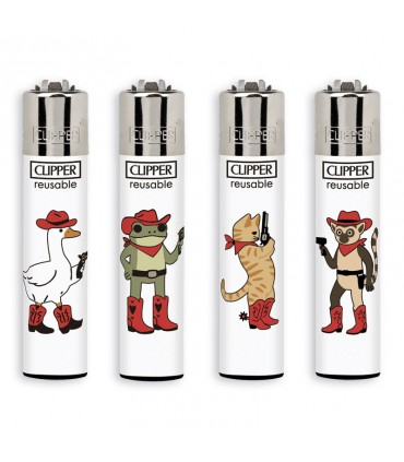 Accendino Clipper LARGE COWBOY ANIMALS conf. 48 pz. assortito con 4 grafiche