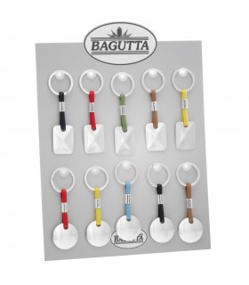 PORTACHIAVI BAGUTTA SILVER E CORDONE IN SILICONE 12 PZ ASSORTITI CONFEZIONATI SINGOLARMENTE CON  BUSTA DA REGALO AK2176