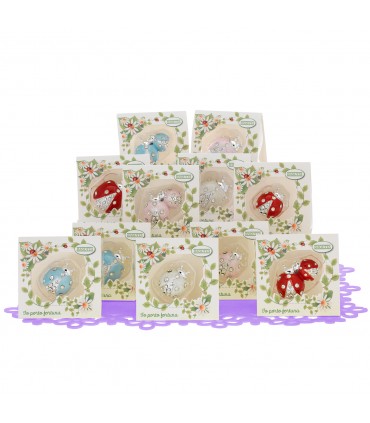 COCCINELLE CON CRISTALLI BAGUTTA 12 PZ ASSORTITI CONFEZIONATI SINGOLARMENTE CON SCATOLA E BUSTA DA REGALO AK2154