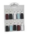 EXPO KIT PORTACHIAVI BAGUTTA INSERTO IN TESSUTO  12PZ ASSORTITI CONFEZIONATI SINGOLARMENTE CON SCATOLA E BUSTA DA REGALO AK2168