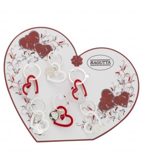EXPO KIT PORTACHIAVI BAGUTTA  CUORE 12 PZ ASSORTITI CONFEZIONATI SINGOLARMENTE CON SCATOLA E BUSTA DA REGALO AK2178