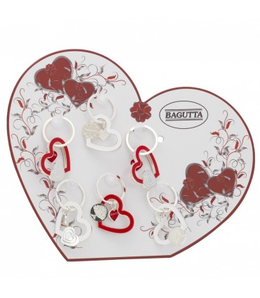 EXPO KIT PORTACHIAVI BAGUTTA  CUORE 12 PZ ASSORTITI CONFEZIONATI SINGOLARMENTE CON SCATOLA E BUSTA DA REGALO AK2178