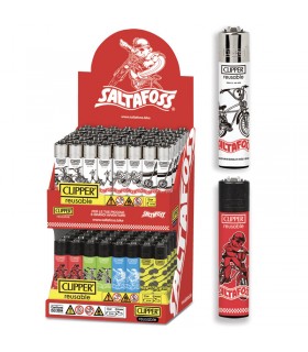 Accendino Clipper Large A SALTAFOSS ESPOSITORE da 96 pz. con grafiche ASSORTITE