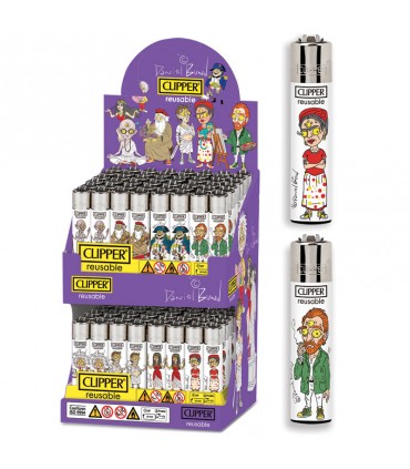 Accendino Clipper Large COMBO BUND ESPOSITORE da 96 pz. con grafiche ASSORTITE