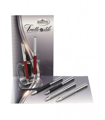 EXPO KIT BAGUTTA 6 PENNE REGALO ( 3 ROLLER E 3 SFERE) TRATTO DI STILE BICOLORE CON FINITURA FIBRA DI CARBONIO HK6021