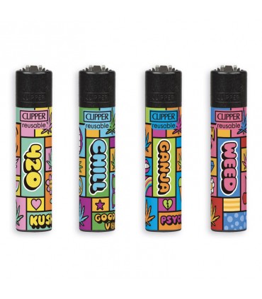 Accendino Clipper Micro POP WEED conf. 48 pz. assortiti con 4 grafiche
