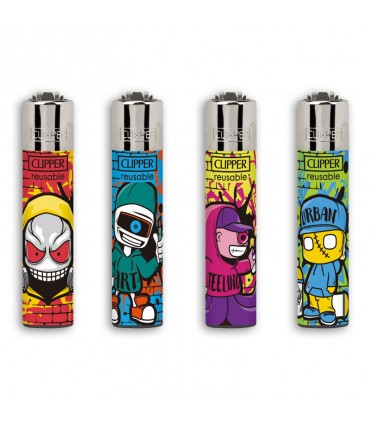 Accendino Clipper Micro URBAN ESSENCE conf. 48 pz. assortiti con 4 grafiche