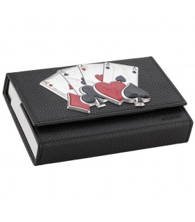 ASTUCCIO PORTACARTE BAGUTTA MAZZO DOPPIO INCLUSO CON PLACCA SUL FRONTE CHIUSURA A CALAMITA E SCATOLA DA REGALO 2280-02NE