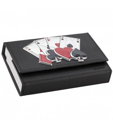 ASTUCCIO PORTACARTE BAGUTTA MAZZO DOPPIO INCLUSO CON PLACCA SUL FRONTE CHIUSURA A CALAMITA E SCATOLA DA REGALO 2280-02NE