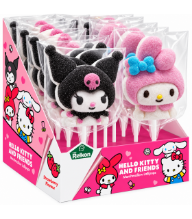 SPIEDINI DI MARSHMALLOW A FORMA DI HELLO KITTY CON DECORAZIONE IN ZUCCHERO DA 45GR EXPO 12 PZ.