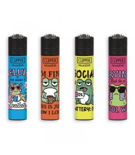 Accendino Clipper Micro FUNNY FROGS  conf. 48 pz. assortito con 4 grafiche