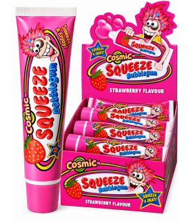 SQUEEEZE BUBBLE GUM TUBE CARAMELLE LIQUIDA GUSTO FRAGOLA  DA 22GR CONF.24PZ