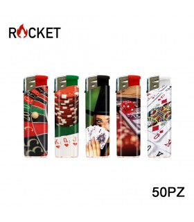 ACCENDINO ELETTRONICO ROCKET GAMES CONF. 50 PZ ASSORTITI CON 5 FANTASIE