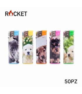 ACCENDINO ELETTRONICO ROCKET CANI CONF. 50 PZ ASSORTITI CON 5 FANTASIE