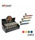 Pipette ROCKET in VETRO CON BRACIERE IN METALLO Expo da 24 pz. COLORI ASSORTITI