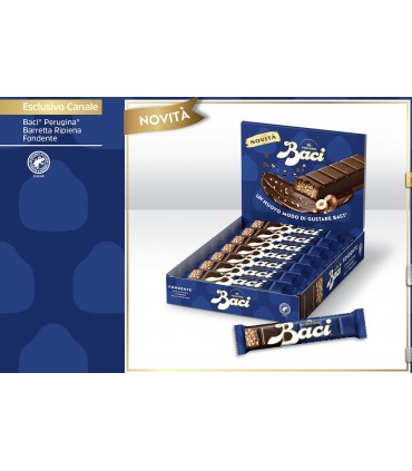 BACI PERUGINA BARRETTA CIOCOLAOTO FONDENTE CON RIPIENO CREMOSO ALLA NOCCIOLA 38G. CONF. 14 PZ.