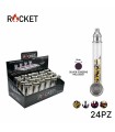Pipette ROCKET IN METALLO H.8 CM CON BRACIERE IN METALLO Expo da 24 pz. COLORI ASSORTITI