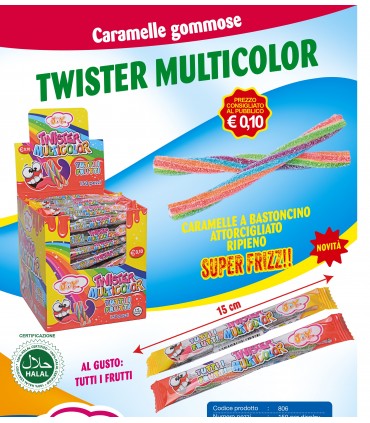 CARAMELLE TWISTER MULTICOLOR RIPIENE ALLA FRUTTA 6GR CONF.150PZ.