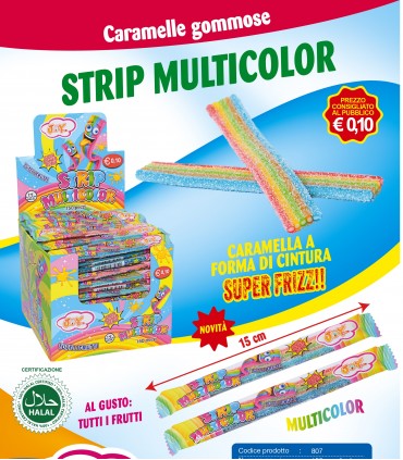 CARAMELLE STRIP MULTICOLOR ZUCCHERATE 6GR CONF.150PZ.