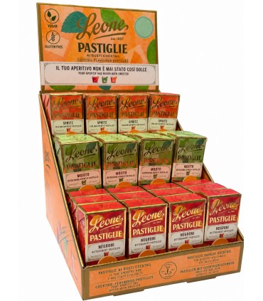 PASTIGLIE leone COCKTAIL IN 3 GUSTI: MOJITO-NEGRONI-SPRITZ IN SCATOLETTA DA 30G CONF. 36 PZ.