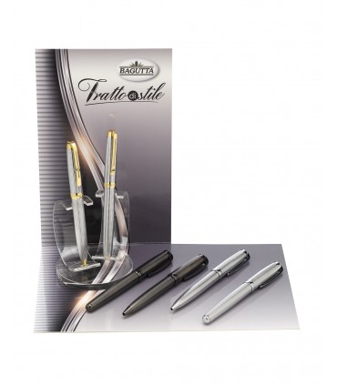 EXPO KIT BAGUTTA 6 PENNE REGALO ( 3 ROLLER E 3 SFERE) TRATTO DI STILE NIDO D'APE METALLO E CANNA FUCILE  HK6022
