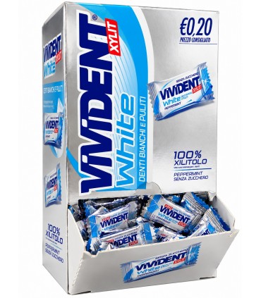 VIVIDENT XYLIT spearmint SENZA ZUCCHERO SFUSE ESPOSITORE BOCCA DI LUPO DA 150 PZ.