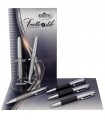 EXPO KIT BAGUTTA 6 PENNE REGALO ( 2 SFERE 2 ROLLER 2 STILO) TRATTO DI STILE BICOLOR IN CARBONIO HK6034