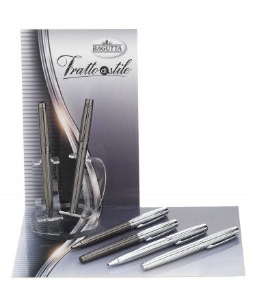 EXPO KIT BAGUTTA 6 PENNE REGALO ( 3 SFERE E 3 ROLLER ) TRATTO DI STILE METALLO BICOLOR E CANNA FUCILE HK6025