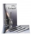 EXPO KIT BAGUTTA 6 PENNE REGALO ( 3 SFERE E 3 ROLLER ) TRATTO DI STILE METALLO BICOLOR E CANNA FUCILE HK6025