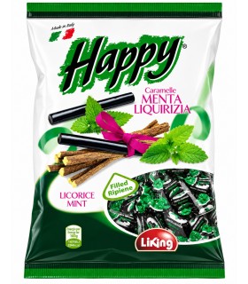 CARAMELLE HAPPY LIKING RIPIENE MENTA E LIQUIRIZIA BUSTA DA 1KG