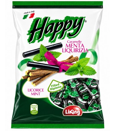 CARAMELLE HAPPY LIKING RIPIENE MENTA E LIQUIRIZIA BUSTA DA 1KG