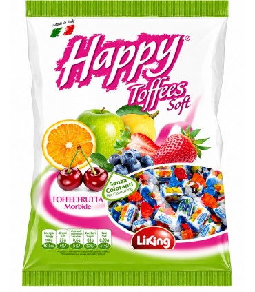 CARAMELLE HAPPY LIKING TOFFE MORBIDE ALLA FRUTTA GUSTI ASSORTITI  BUSTA DA 1KG