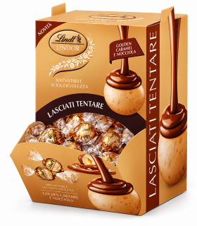BOULES LINDOR LINDT golden caramel e nocciola 12g EXPO A BOCCA DI LUPO 96 PZ.